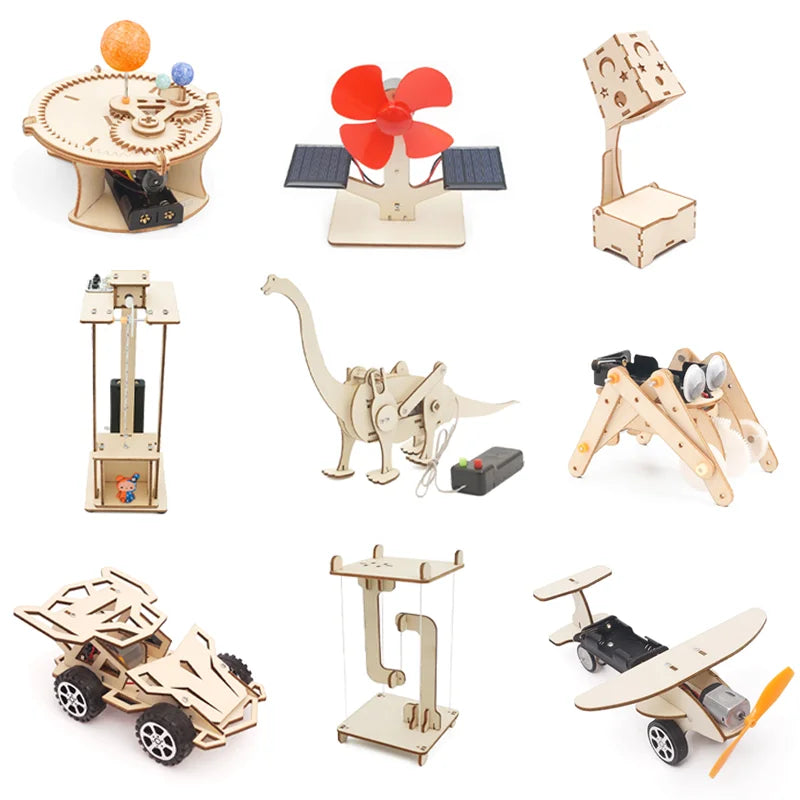 DIY Wooden STEM Kit for Teens - Buildable Dinosaur & Car Model Educational Science Puzzle (Ages 14+)