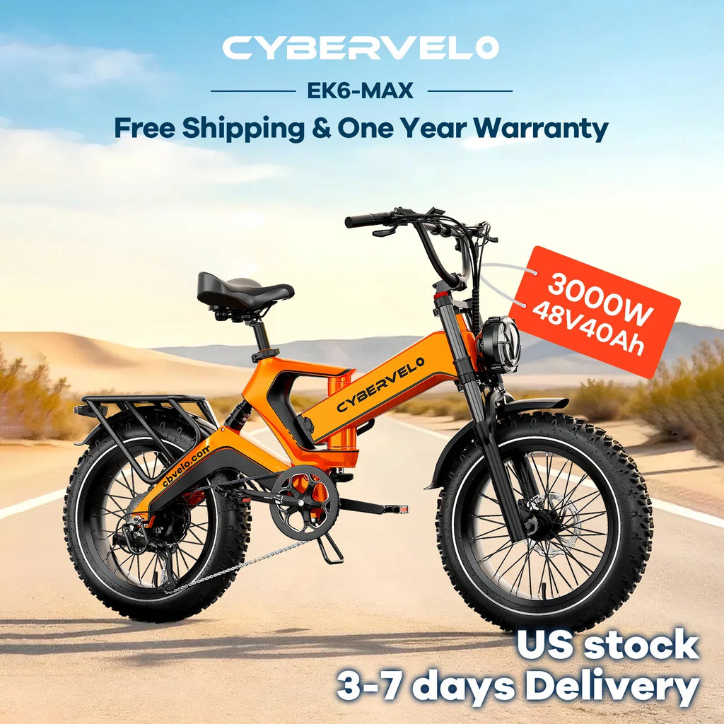 Cybervelo EK6 Max E-Bike | 40Ah, 30+ MPH & 150 Mi Range