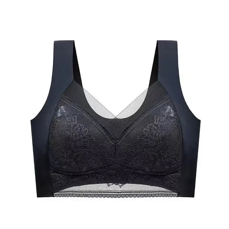 L-5XL Women Large Bra Push Up Ice Silk Seamless upper Bralette Lace Wireless Summer Bras Plus Size Top Lingerie Underwear 15019