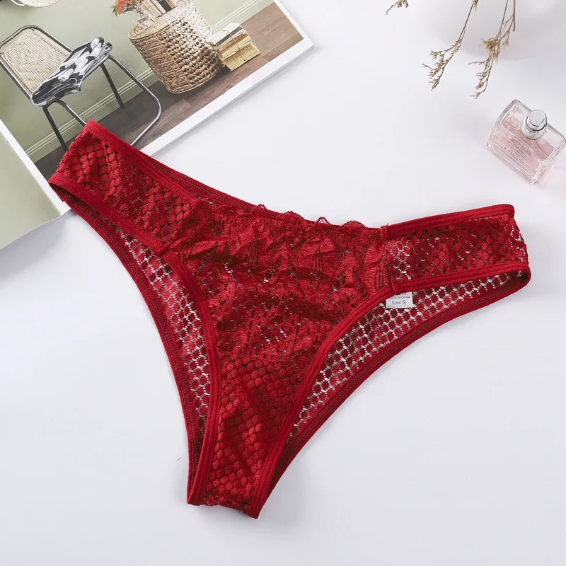 Sexy Sheer Lace Transparent Female Underwear Mesh Hook Briefs Low Waist Seamless Underpants Lingerie for Women Calzones Mujer