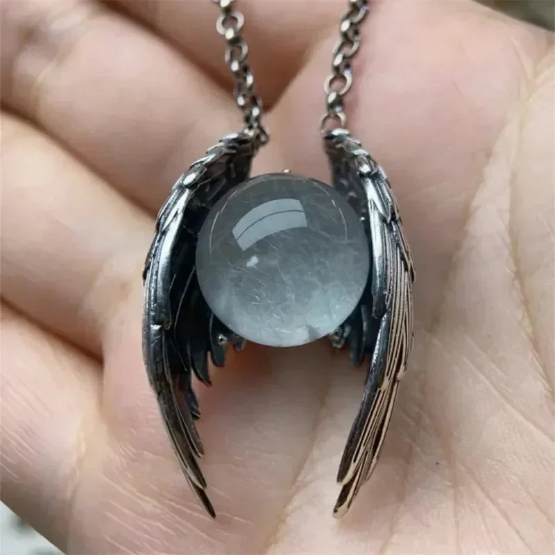 Personality Angel Ghost Beads Wings Pendant Necklace for Men Women Guard Angel Necklace Hip Hop Jewelry Accessories