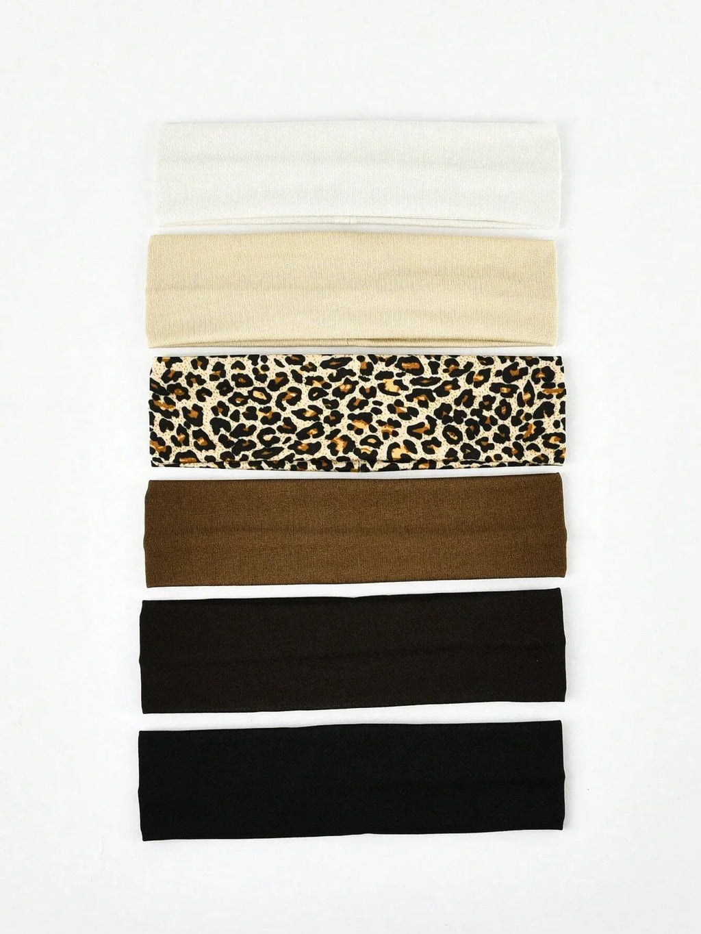 6-Pack Sports Sweatband Headbands – Solid Color & Leopard Print