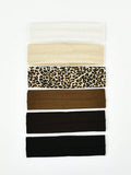 6-Pack Sports Sweatband Headbands – Solid Color & Leopard Print