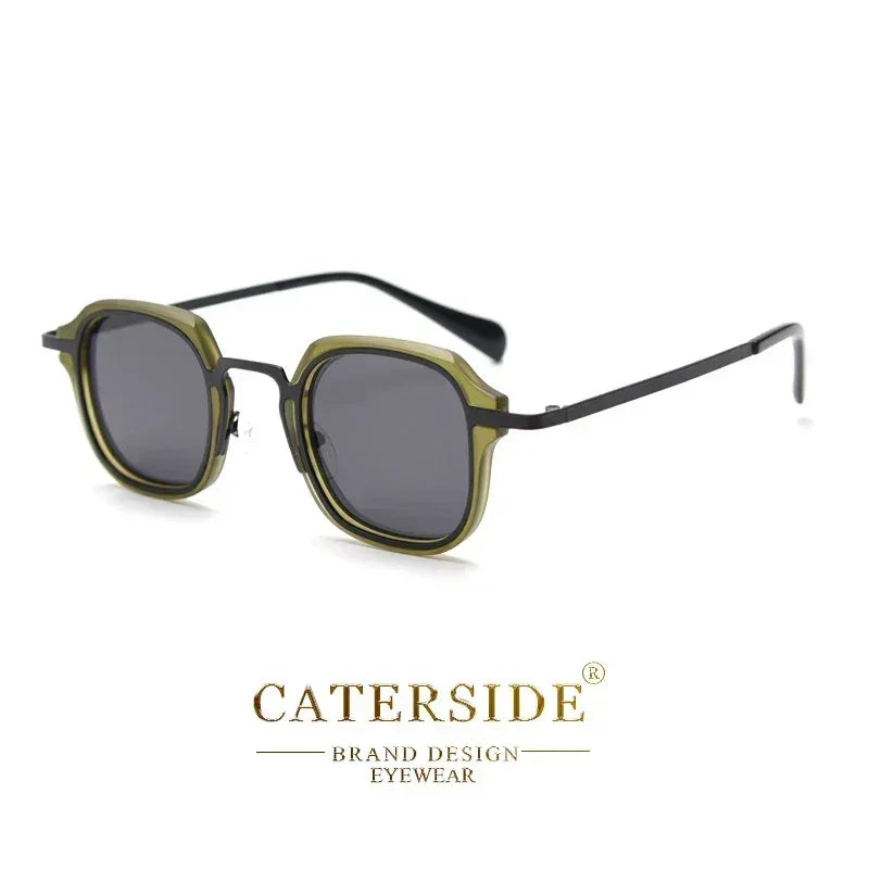 Caterside Punk Retro Polarized Sunglasses Men Mental Fashion Square Sun Glasses Women Outdoor Travel Driving Eyewear UV400