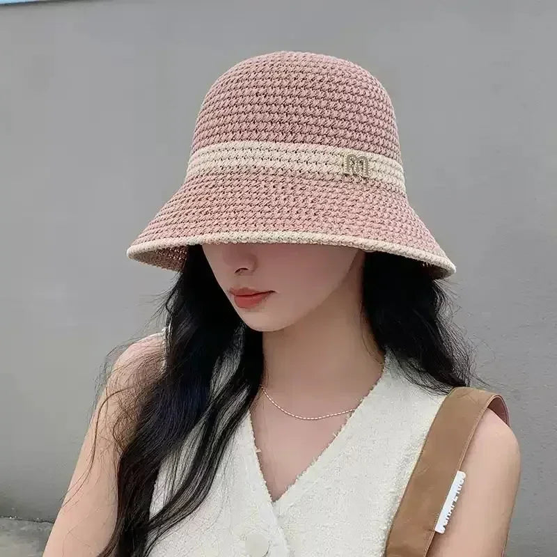 Outdoor Sunshade Hats Summer Breathable Hollow Knitted Korean Fashion Women Fisherman Hat Permeability Crochet Retro Bucket Hat