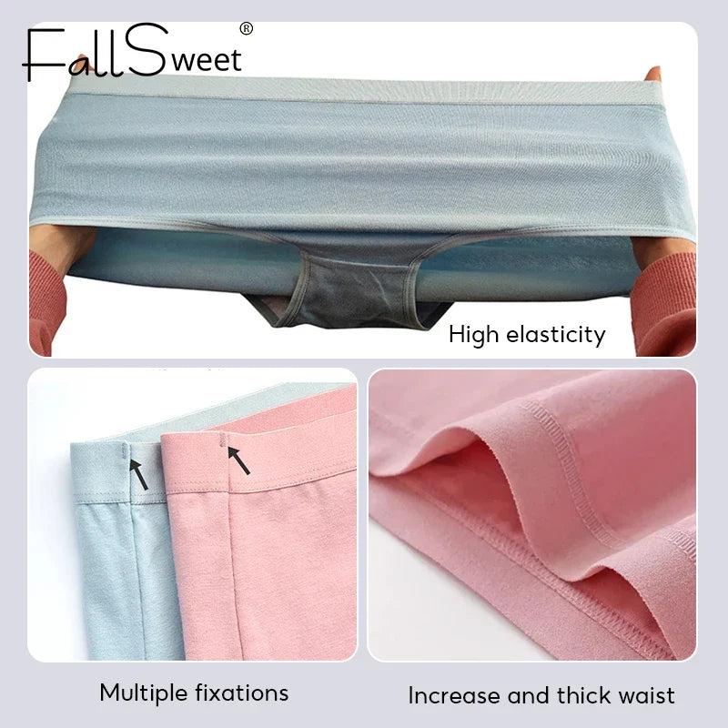 FallSweet 5PCS/set Women’s Cotton Panties Seamless Plus Size Briefs Solid Underwear Soft Breathable Underpants Female Lingerie