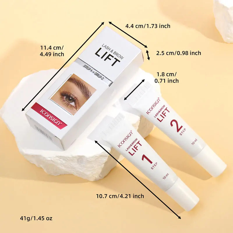 2Pcs 10ml Lash Lift Kit Brow Lamination Lashes Perm Lotion Tube Step 1 and 2 Fixation Setting 8-12Minutes Lifting Eyelash Tool
