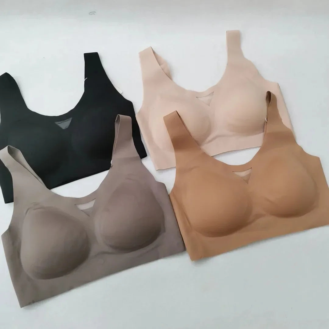 A /B / C Fixed Cup Seamless   Oversized Bra Thin Push Up  Women Underwear