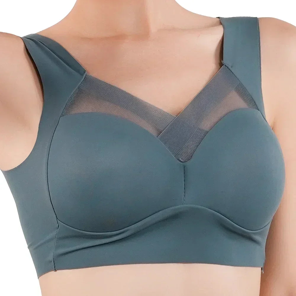 Women's Strappy Push Up Bra Seamless Padded Tops Casual Plus Size Soft Wireless Woman Bras XL-6XL Ice Silk Underwear