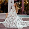 5 Color Women Sexy Lace Wedding Bride Robes Bridesmaid Gowns Sheer Kimono Bathrobe Femme Long Sleeve Nightgowns Nightdress