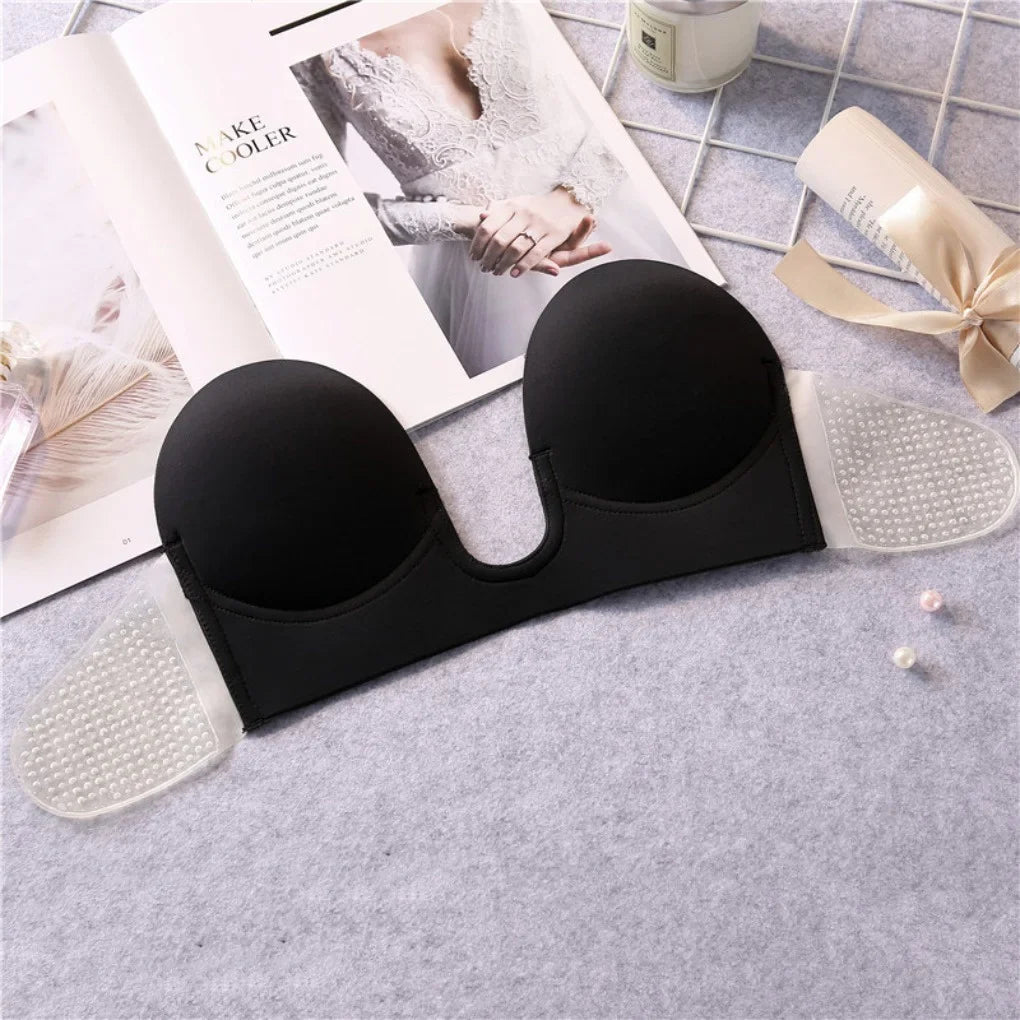Strapless U Shaped Invisible Adhesive Plunge Silicone Bra Reusable Strapless Backless Breast Lifting Push Up Dress Underwear