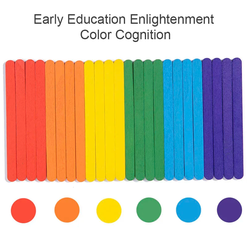Children's Rainbow Stick Thinking Puzzle, Wooden DIY Ice Cream Stick Puzzle, Challenge Table Game, Montessori Educational Toy