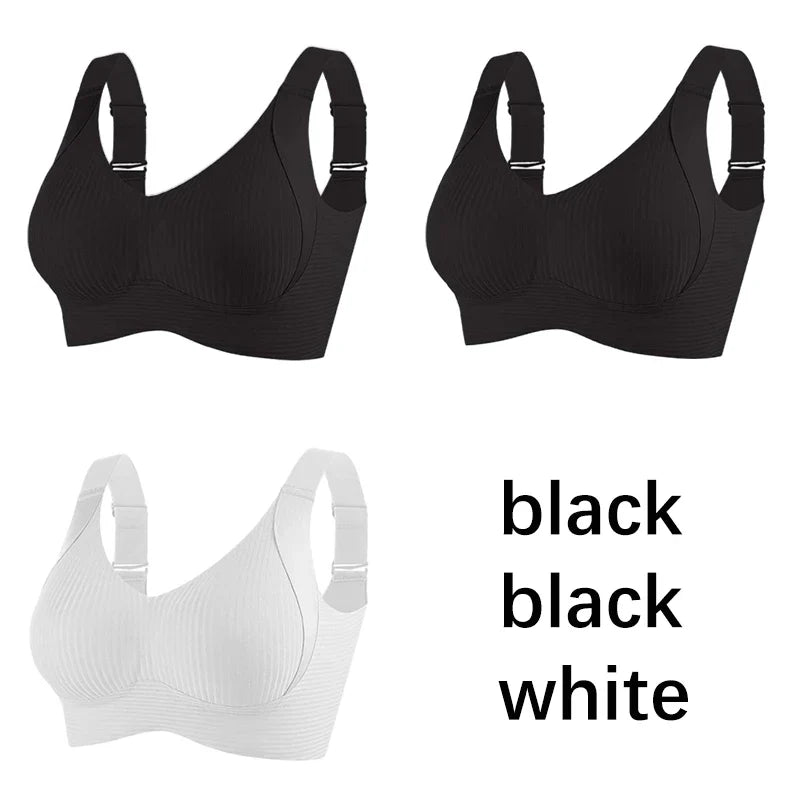 FallSweet 3PCS Seamless Wireless Push Up Bras for Woman Adjustable Comfort Bralette for Full and Petite Busts Wireless Lingerie