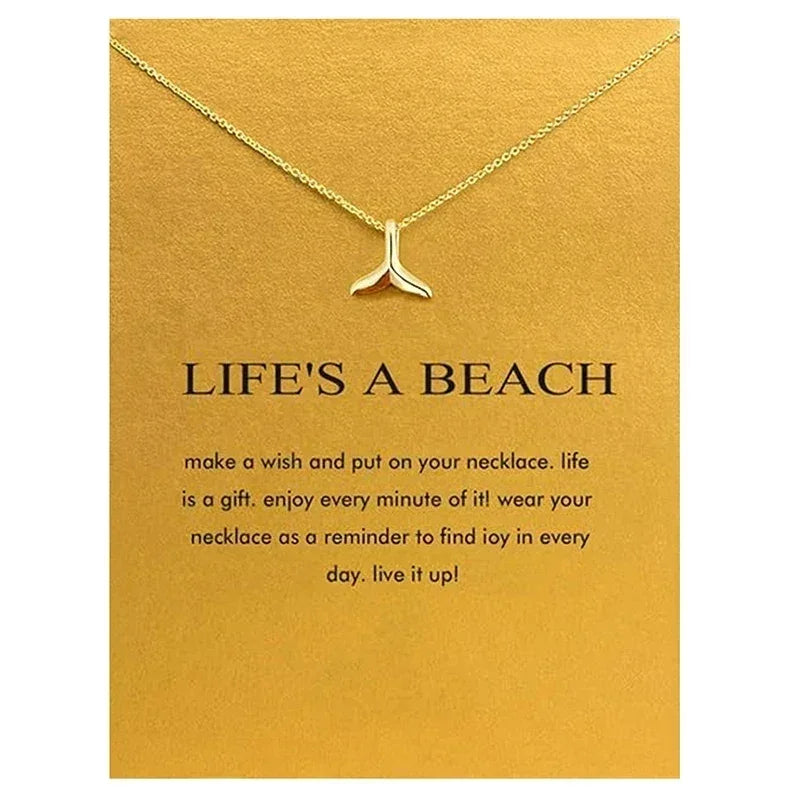 Dainty Gold Plated Mermaid Fish Tail Necklace For Women Summer Beach Jewelry Accessories