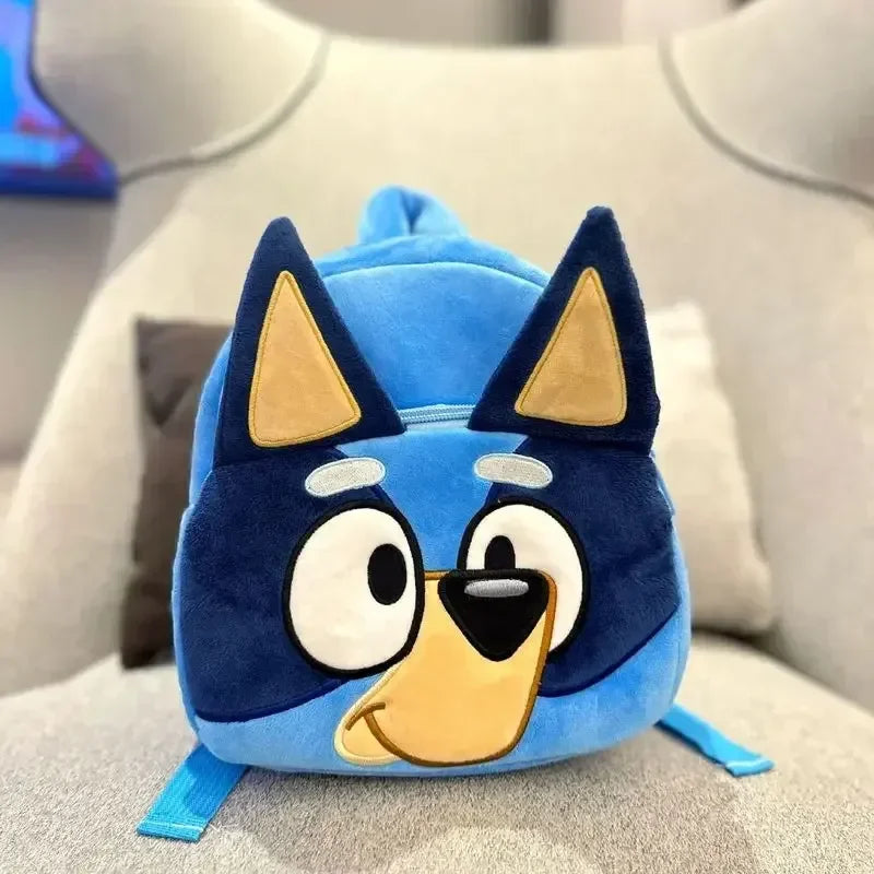 Blue Puppy Cartoon Children’s Plush Backpack – Cartoon Family Schoolbag for Picnic and Travel Gifts