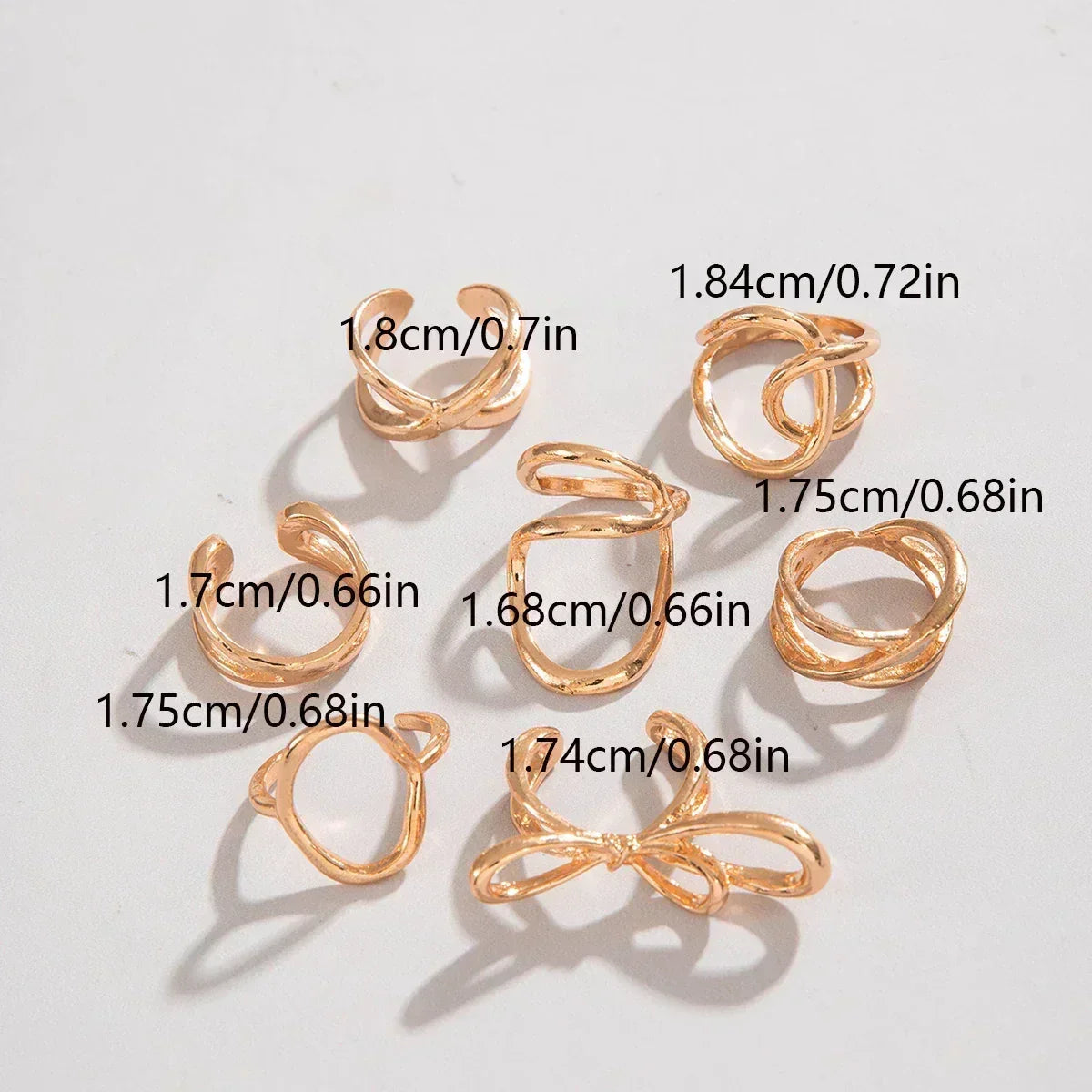 Docona Fashion Elegant Stacking Gold Colour Rings Geometric Design Ring Set Accessories Daily Festival Party Gifts 27910