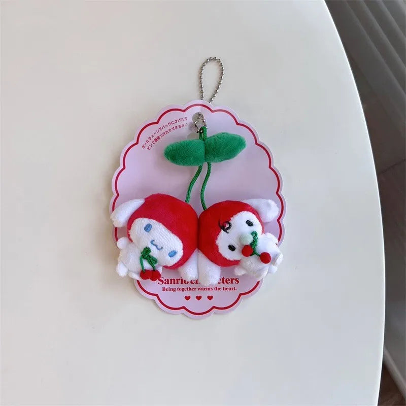 Kawaii Cherry Series Plush Doll Pendant, Kitty Character Puppy Character Kawaii Character Pom Purin Keychain Gift