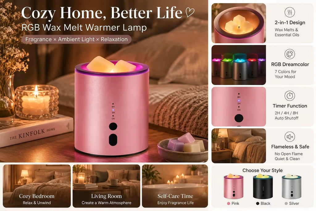 RGB Candle Warmer Lamp with Timer for Wax Melts & Jar Candles
