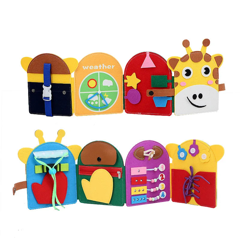 Montessori Busy Book for Kids - Color, Shape, Animal Cognition Early Education Toys, Giraffe Quiet Book, Fine Motor Skills Toys