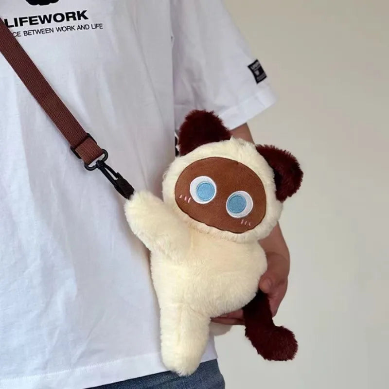 Kawaii Black Cat Plush Fashion Shoulder Bag – Cute Fur Crossbody and Phone Coin Purse for Women