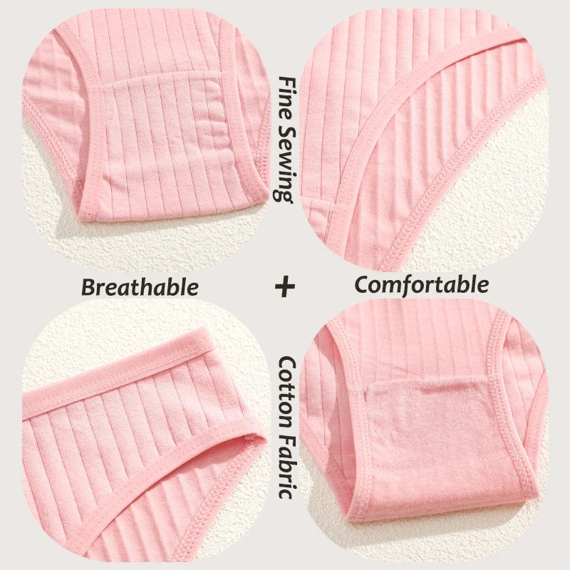 7PCS Women's Seamless Cotton Panties Ladies Low Rise Stripe Underwear Elastic Comfortable Cotton Briefs Breathable Sexy Lingerie