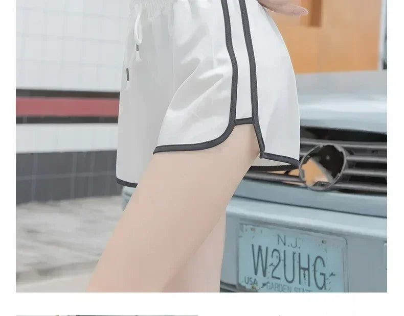 Women Striped Casual Shorts Korean Harajuku Loose All Match Sports Shorts Summer Fashion Simple Yoga Thin Mini Shorts Female