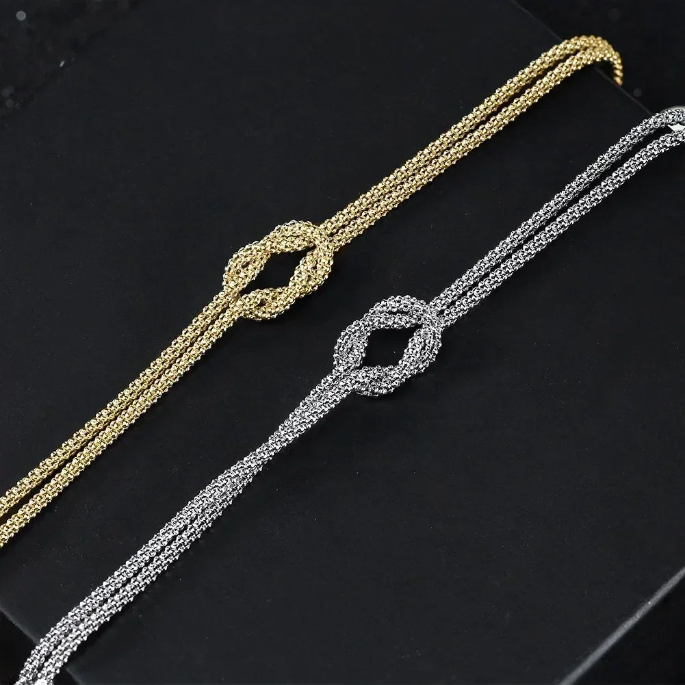 ORSA JEWELS Classic 14K Gold Double Layer Corn Chain Bracelet Fashion 925 Sterling Silver Bracelet for Women Party Jewelry SB196