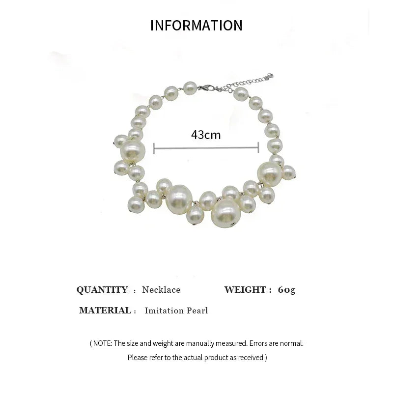 Elegant Imitation Pearl Women's Necklace Big Pearls Beads Choker Necklaces Party Wedding Bride Necklace Jewelry Girls Gifts