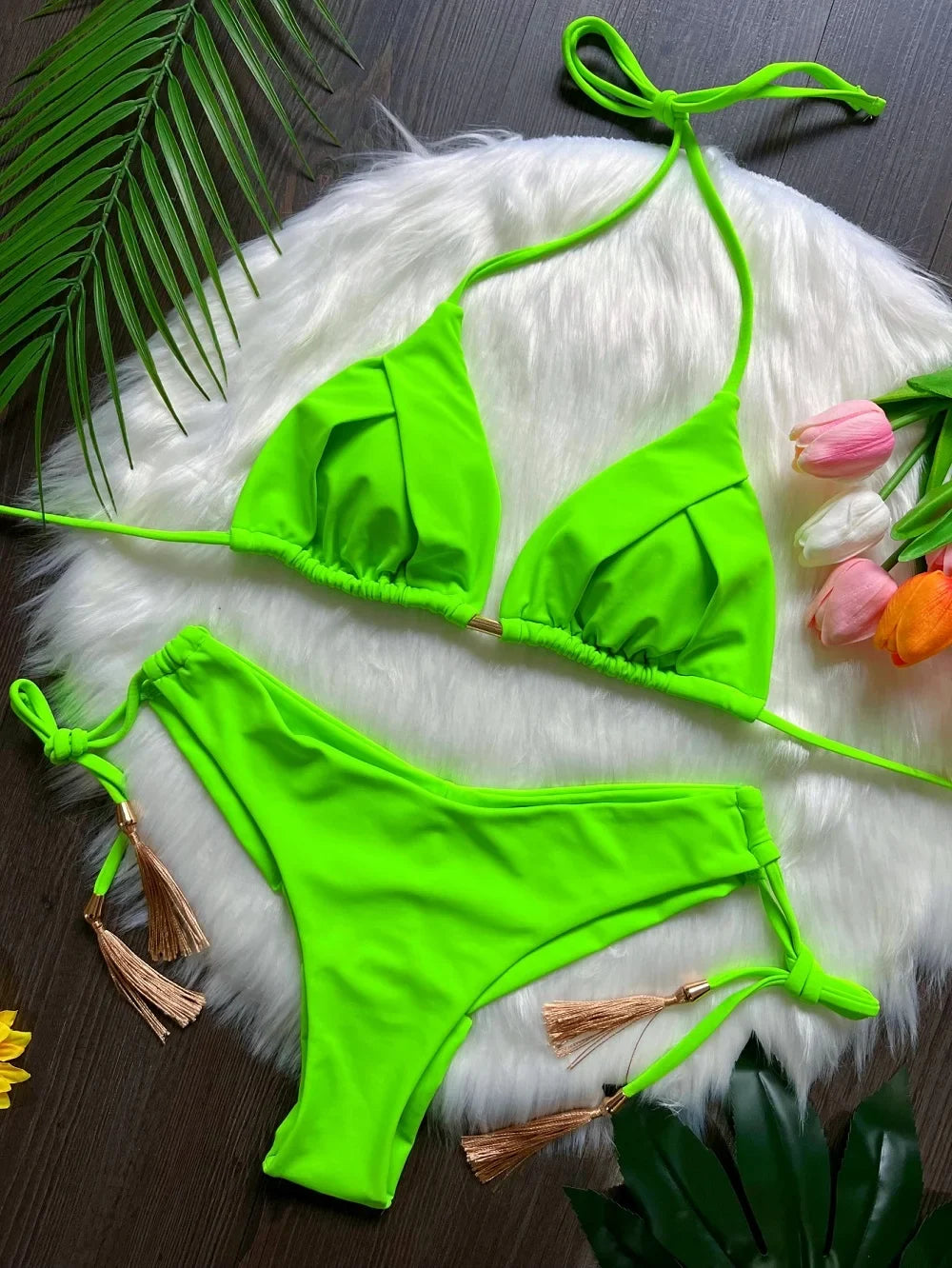 RUOTONSEPT Sexy Solid Color Bandage Bikinis Set Women's Swimsuit Two-piece Triangle Swimwear Bathing Suit Brazilian Biquinis