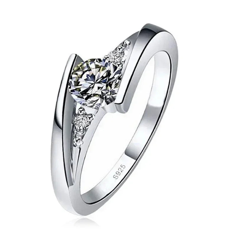 Silver Plated Stainless Steel Rings For Women | Square Cubic Zircon Ring | Jewelry Accessories Wholesale Size 5-10