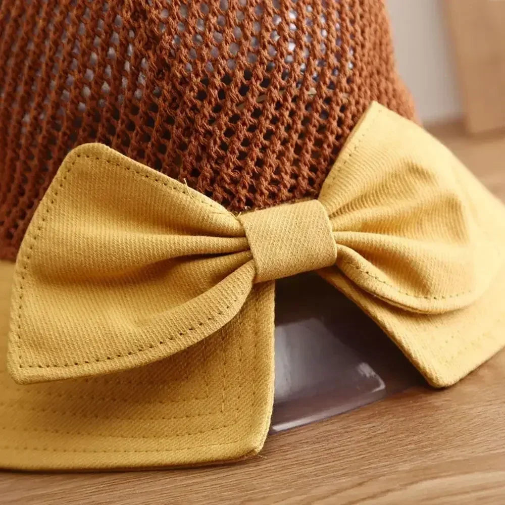 Summer Women Bucket Hat UV Protection Sun Hats Soft Foldable Wide Brim Outdoor Beach Hat Panama Cap Ponytail Cap