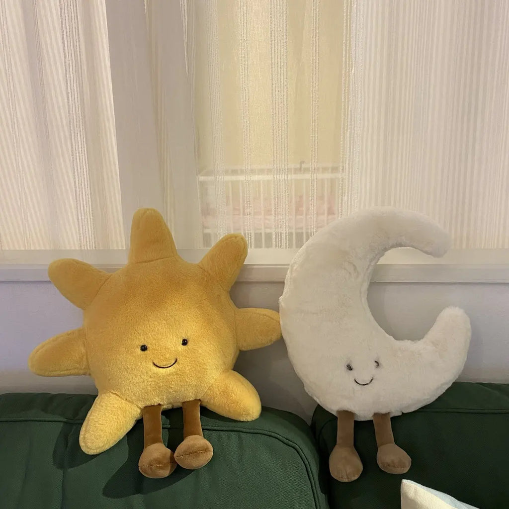 Smile Face Moon and Sun Plush Cushion Toy