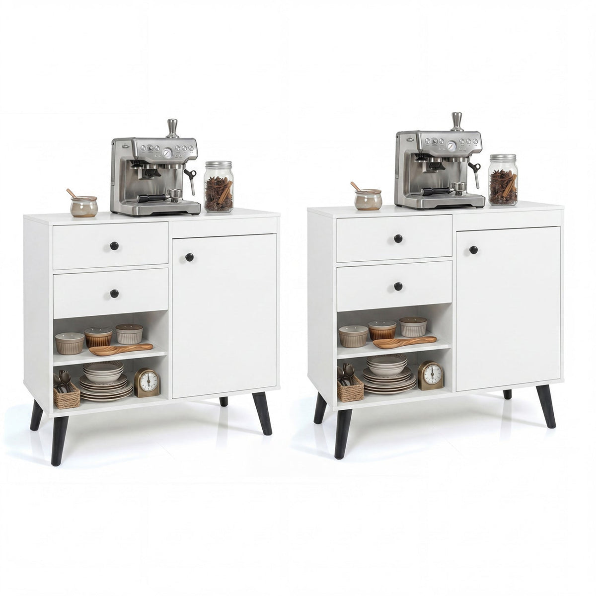 31" Buffet Cabinet Set of 2 with Drawers and Shelves