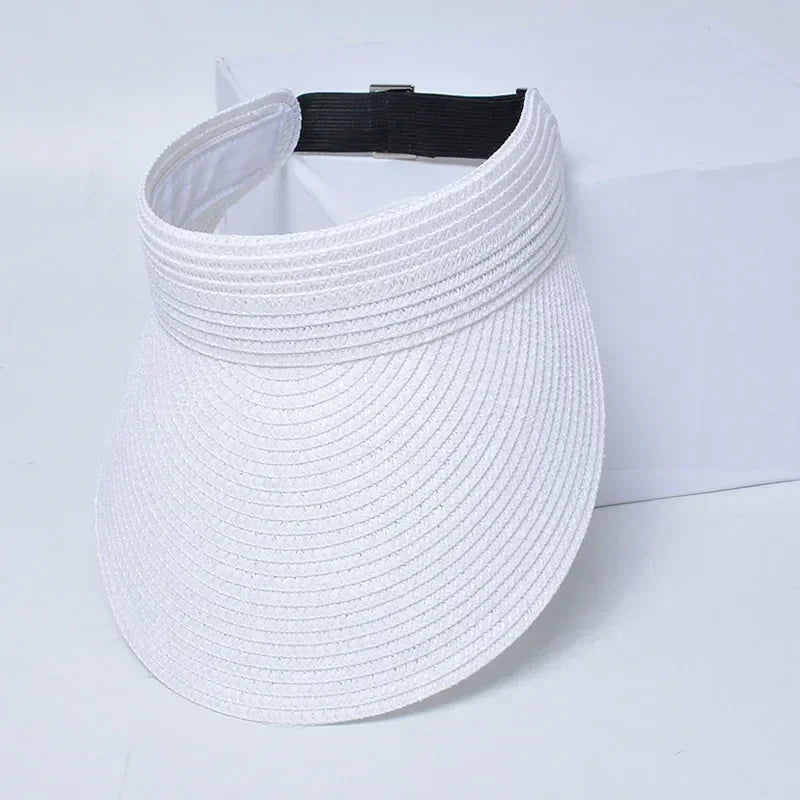Spring and Summer Women's Outdoor Sunshade  Straw Hat Fashion Empty Top  Duck Tongue Hat Big Brim Cap G37