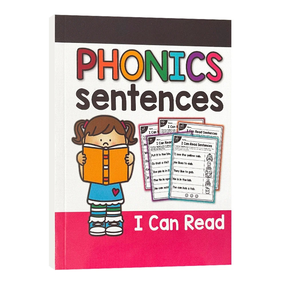 English Phonics Sentence Practice Book – I Can Read Exercise Book for Kids (113 Pages)