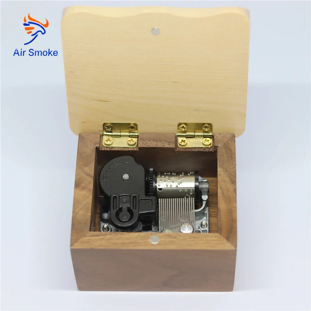 Wooden Music Box Black Sankyo 18-Movement For Alice You Are My Sunshine DIY Birthday Gift Home Decoration