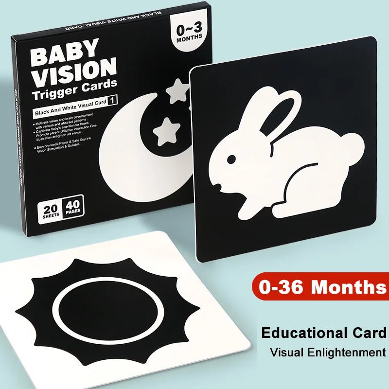 Baby Montessori Toys - Black and White Flash Cards, High Contrast Visual Stimulation Colour Cards, Early Education Toys for Newborns