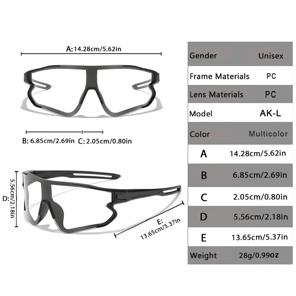 Photochromic UV400 Motorcycle Sports Sunglasses for Men & Women