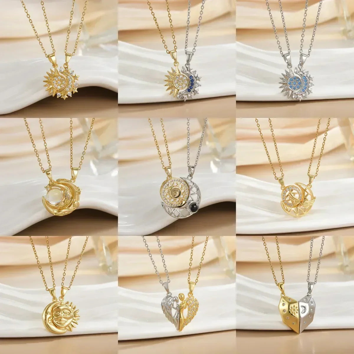 LATS New Stainless Steel Magnetic Sun Moon Couple Necklace Fashion Chain for Men and Women Good Friend Gifts Trend Jewelry