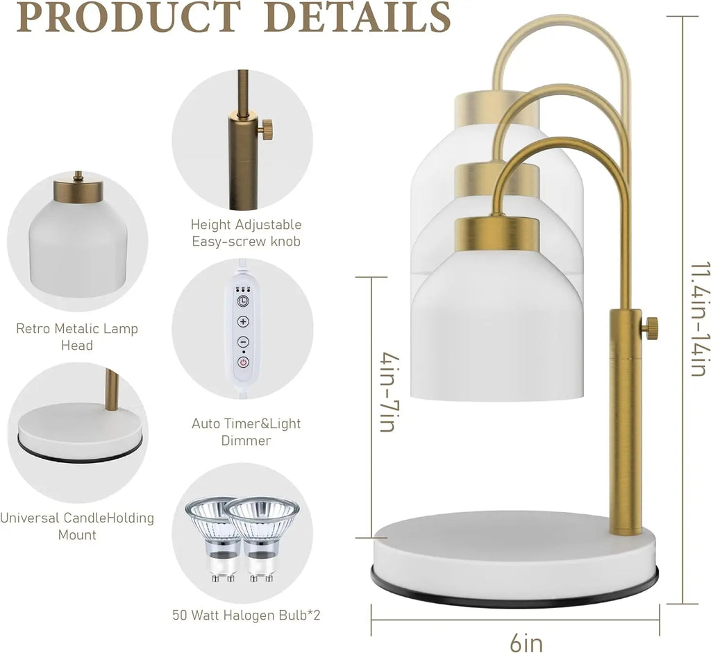 Candle Warmer Lamp for Large 3-Wick Jar Candles, Timer & Dimmer