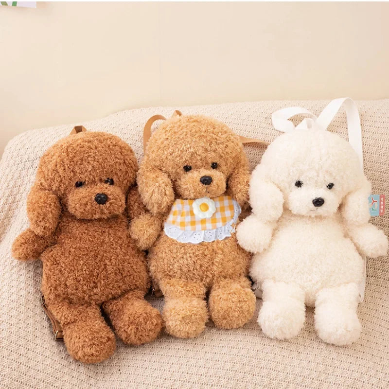 Cute Teddy Dog Plush Backpack – Stuffed Poodle Shoulder Bag and Schoolbag for Girls and Boys
