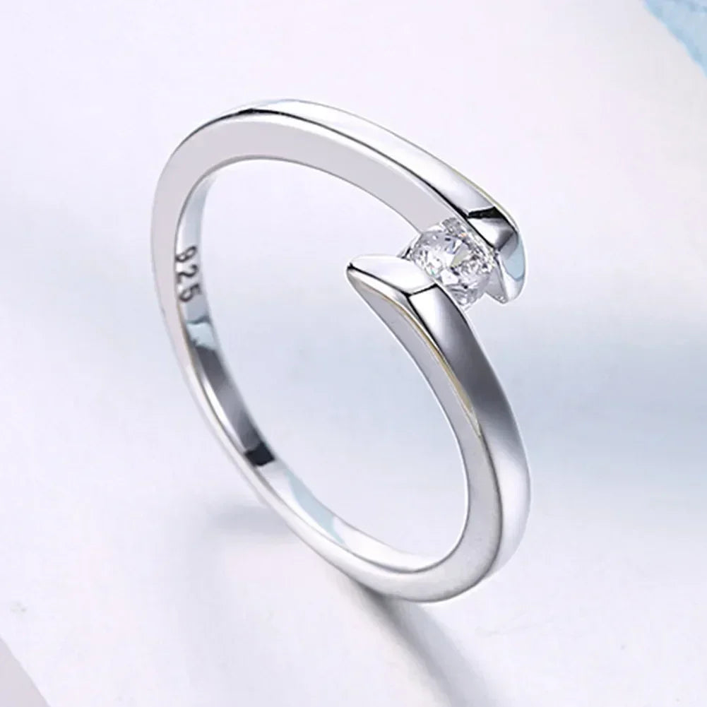 925 Sterling Silver Women Ring 7-10# Fine Simple Shiny Zircon Fashion Wedding Gift Charm Party Jewelry Accessories Wholesale