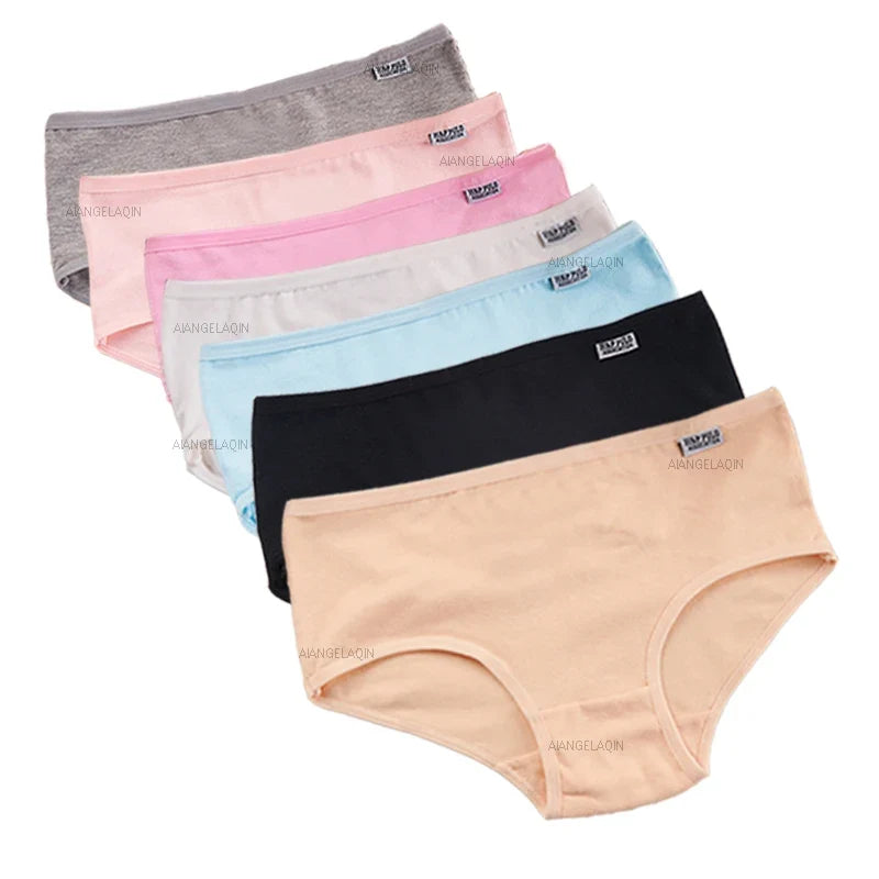 7Pcs/Lot Plus Size Underwear Women's Panties Cotton Girl Brief Sexy Lingeries Shorts Underpant Solid Panty Female Intimate M-4XL