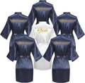 6 Pieces Bridal Shower Bathrobe Set for Bride and Bridesmaid Silky Robe Set Getting Ready Dressing Gown