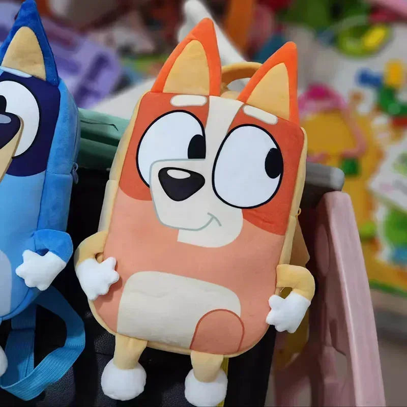 Blue Puppy Cartoon Children’s Plush Backpack – Cartoon Family Schoolbag for Picnic and Travel Gifts