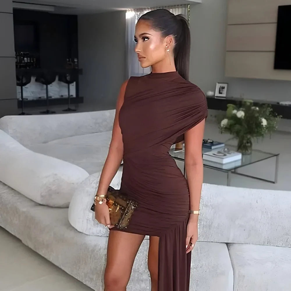 Irregular Pleated Mini Dress | Tassel Hem Streetwear Dress - Femstylo