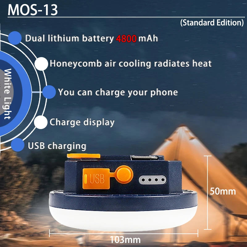 MOSLIGHTING Tent Light — Rechargeable Camping Lantern Bulb