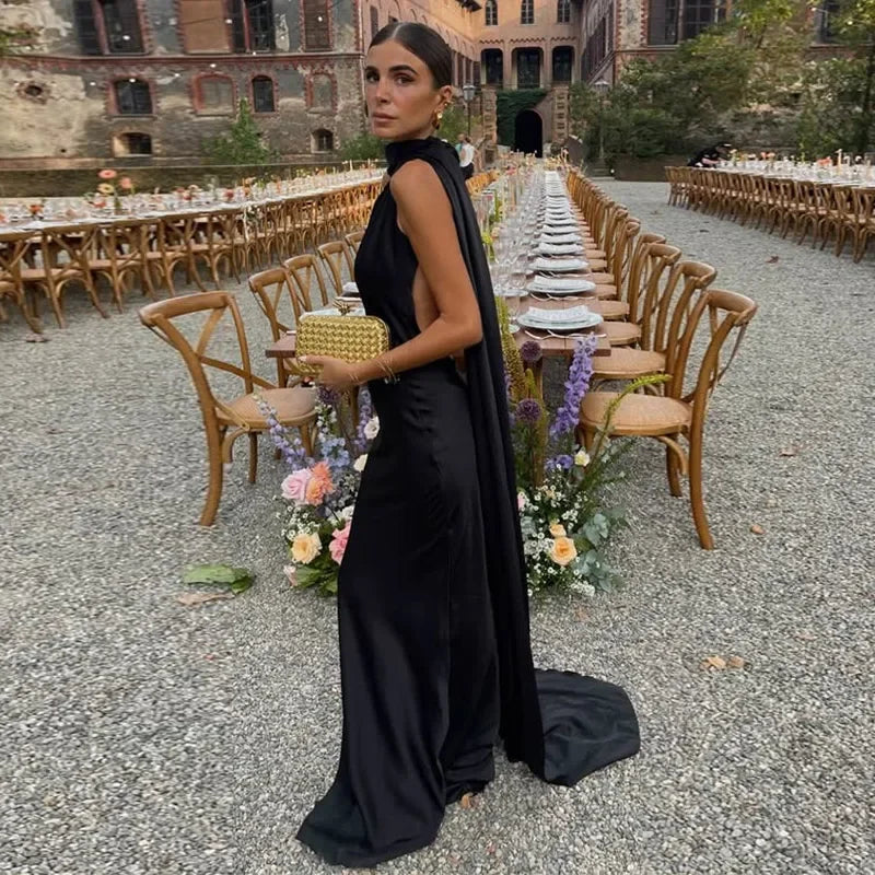 Backless Lace-Up Maxi Dress | Ribbon Sleeveless Evening Gown - Femstylo