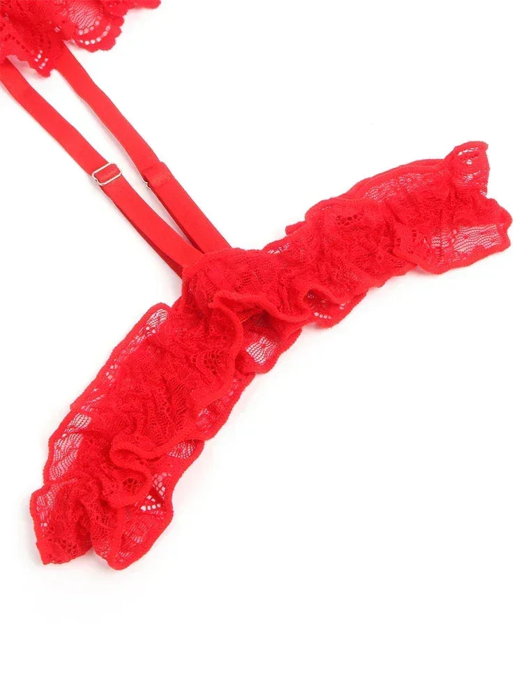 Comeondear Suspenders Women Teddy Leotard Sexy Plus Size Rompers Lingerie Underwire Lace Garter Bodysuits Slim Jumpsuit Pajamas