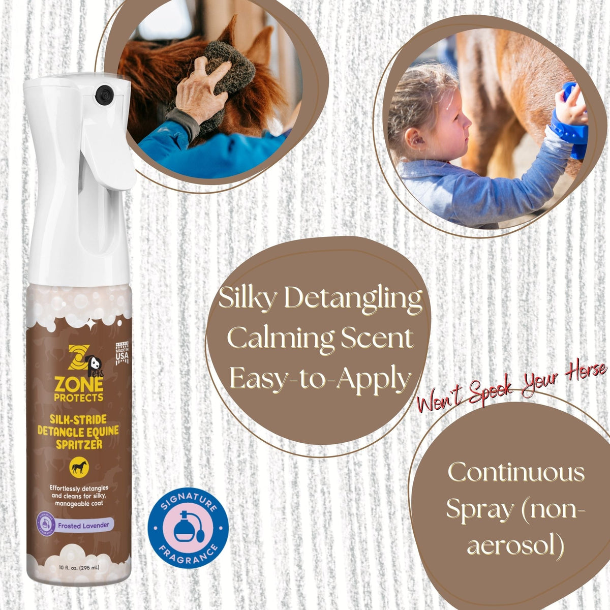 Silk Stride Detangle Equine Spritzer, Frosted Lavender